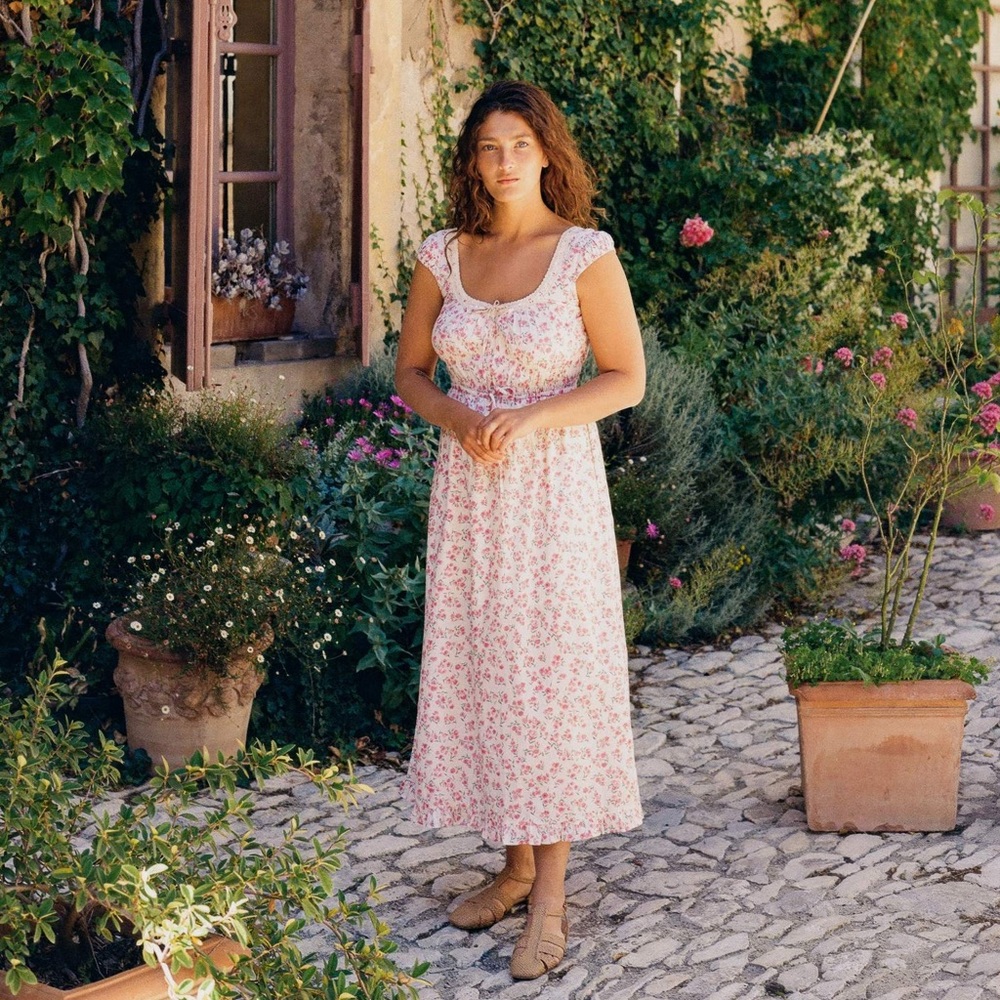 Christy Dawn Kelly dress in garnet tulips. Brand new!